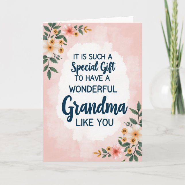 Loving Grandma Floral Art Card (Front)