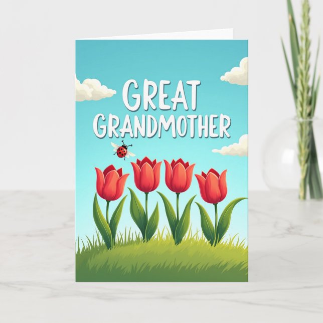 Loving Great Grandmother Tulip Card (Front)