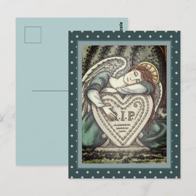 LOVING GUARDIAN ANGEL, CEMETERY MOURNING ART RIP POSTCARD (Front/Back)