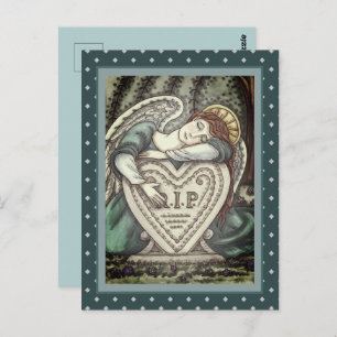 LOVING GUARDIAN ANGEL, CEMETERY MOURNING ART RIP POSTCARD