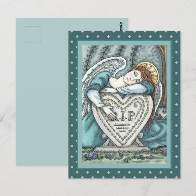 LOVING GUARDIAN ANGEL, CEMETERY MOURNING ART RIP POSTCARD (Front/Back)