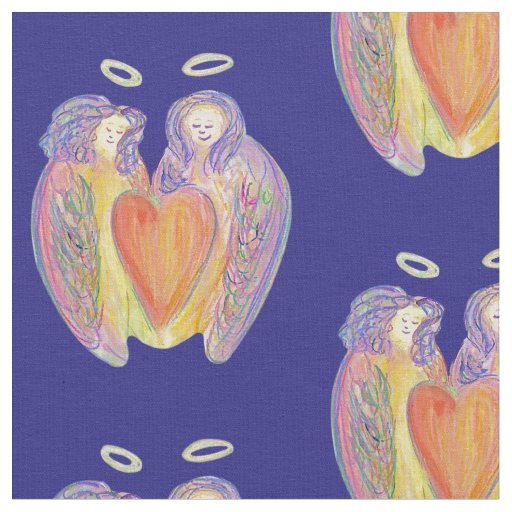 Loving Guardian Angel Heart Art Fabric Material