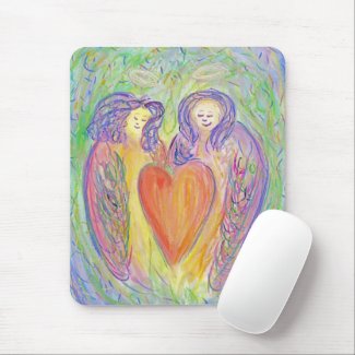Loving Guardian Angel Heart Art Mousepad