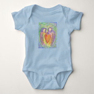 Loving Guardian Angels Heart Art Baby Bodysuit