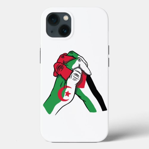 loving handshake between palestine and algeria iPhone 13 case