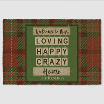 Loving Happy Crazy Home Personalized Family Welcom