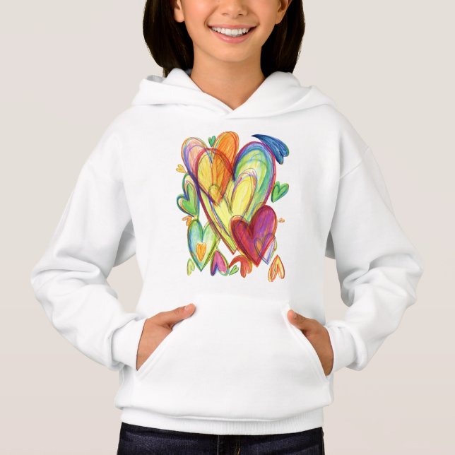 Loving Healing Hearts Art Rainbow Hoodie (Front)