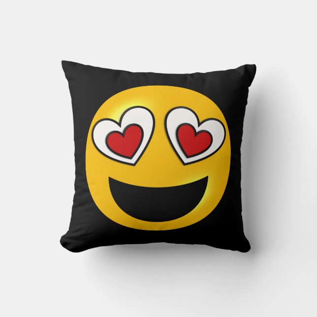 Loving Heart Emoji Throw Pillow (Front)