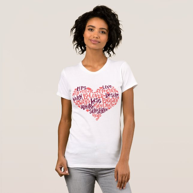 Loving heart words cloud shape T-Shirt (Front Full)