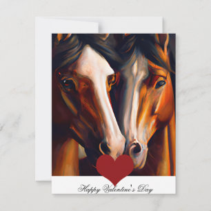 Loving horses kids valentine   holiday card