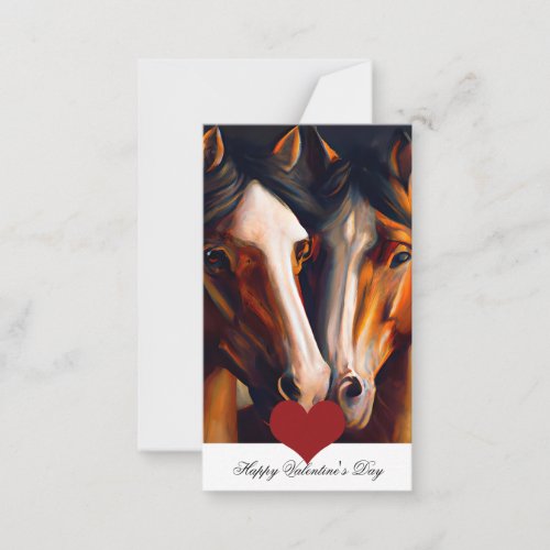 Loving horses kids valentine  note card
