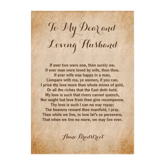 Loving Husband Classic Love Poem Acrylic Print (Front)