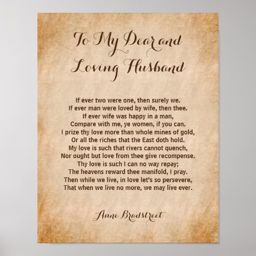 Loving Husband Classic Love Poem Poster