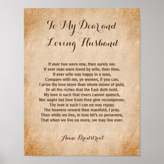 Loving Husband Classic Love Poem Poster (Front)