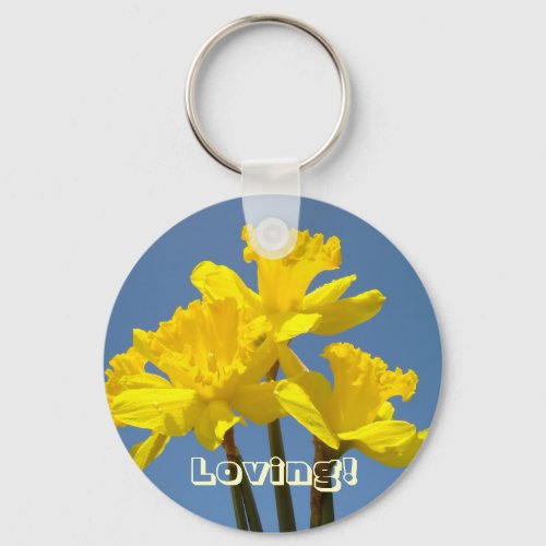 Loving key chain Yellow Daffodil Flowers Floral