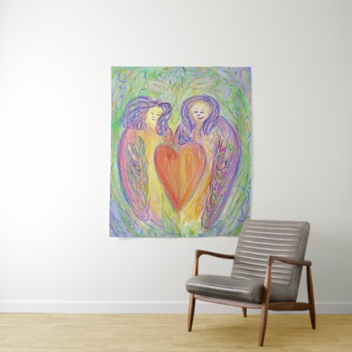 Loving Kind Guardian Angel Tapestry Wall Art Decor