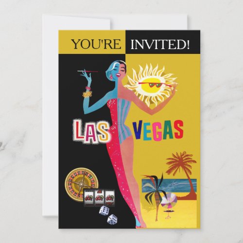 Loving Las Vegas Vintage Surprise Birthday Invitation