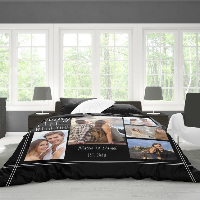 Loving Life 5 Photo Collage Black Personalized Duvet Cover (Creator Uploaded)