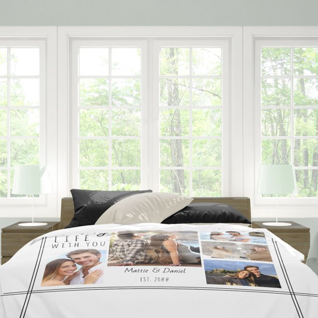 Loving Life 5 Photo Collage White Personalized Duvet Cover (Creator Uploaded)