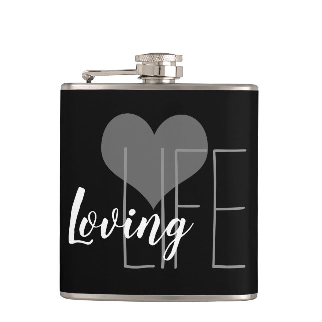 LOVING LIFE lettering with heart | Flask (Front)