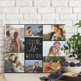 Loving Life with You 7 Photo Collage | Black Faux Canvas Print