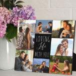 Loving Life With You 7 Photo Collage | Black Plaque<br><div class="desc">Modern photo collage which you can personalize with 7 of your favorite photos. The template is set up ready for you to add your photos, working clockwise from the top left. The wording reads "loving life with you" in elegant script and modern uppercase typography. This design has a color palette...</div>