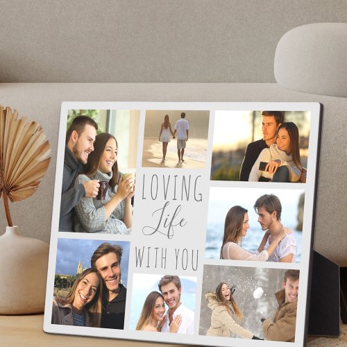 Loving Life With You 7 Photo Collage _ Gray Plaque