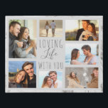Loving Life with You 7 Photo Collage - Grey Marble Faux Canvas Print<br><div class="desc">Modern photo collage faux canvas which you can personalize with 7 of your favorite photos. The template is set up ready for you to add your photos, working clockwise from the top left. Your photos are set against a stylish watercolor marble in grey and white. The wording reads "loving life...</div>