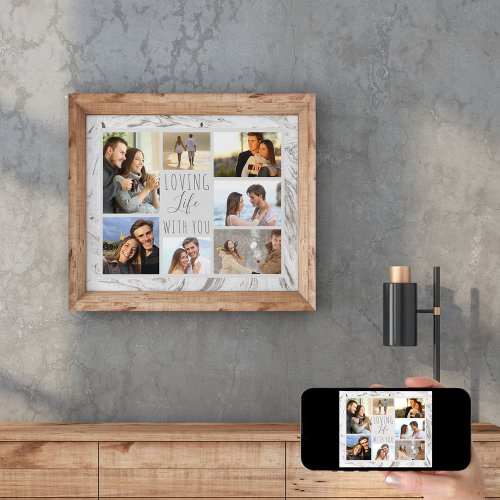 Loving Life with You 7 Photo Collage _ Grey Marble Poster