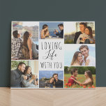 Loving Life with You 7 Photo Collage | White Faux Canvas Print<br><div class="desc">Stylish photo collage faux canvas which you can personalize with 7 of your favorite photos. This chic black and white design is lettered with the words "loving life with you" in elegant handwritten script and skinny font typography. The photo template is set up ready for you to add your pictures,...</div>