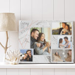 Loving Life with You Grey Marble 5 Photo Collage Faux Canvas Print<br><div class="desc">Stylish faux Canvas which you can personalize with 5 of your favorite photos. The template is set up ready for you to add your photos, working from left to right. Your photos are set against a modern watercolor marble in grey and white, with an elegant geometric design in grey and...</div>