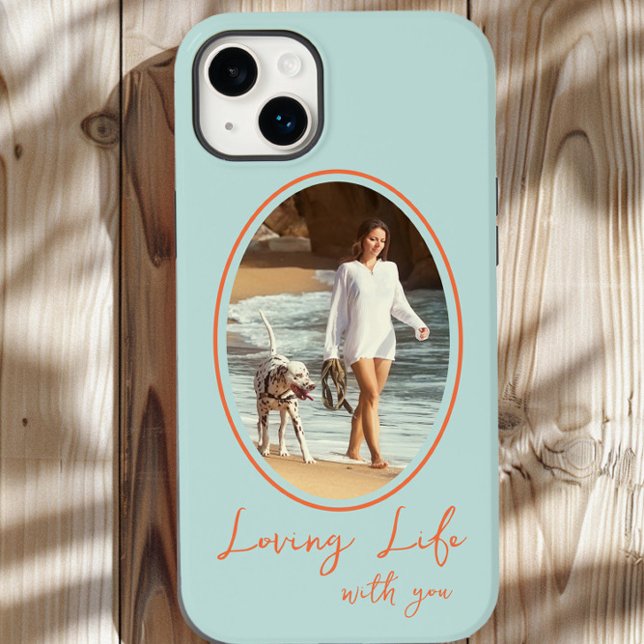 Loving Life with You Mint Orange Oval Framed Photo Case-Mate iPhone Case (Mint and Orange iphone case with photo by Darling & May)