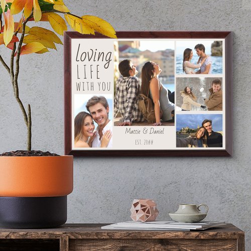 Loving Life with You Personalized 5 Photo Plaque