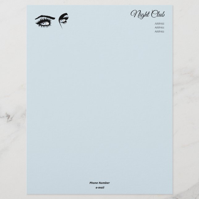 Loving Light Blue Defined Drawing Female Glance Letterhead (Front)