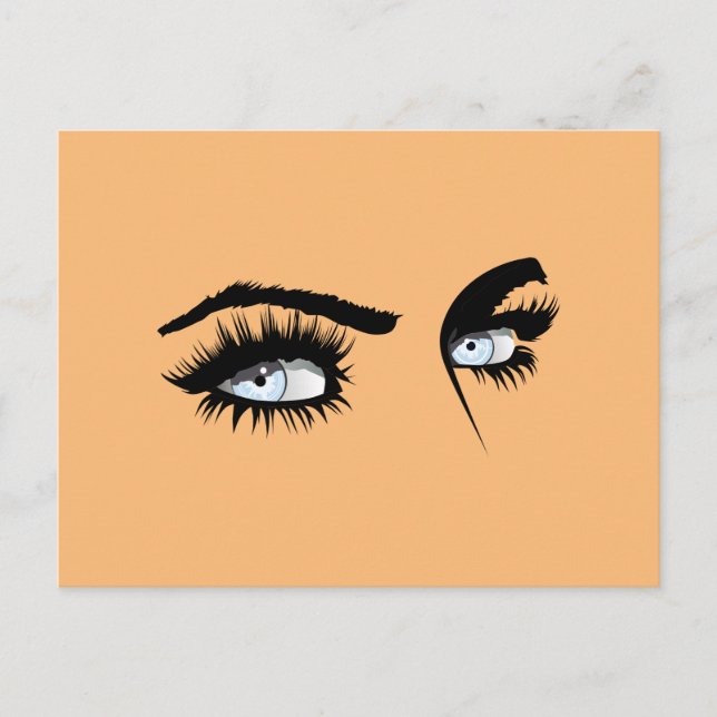 Loving Light Blue Defined Drawing Female Glance Postcard (Front)