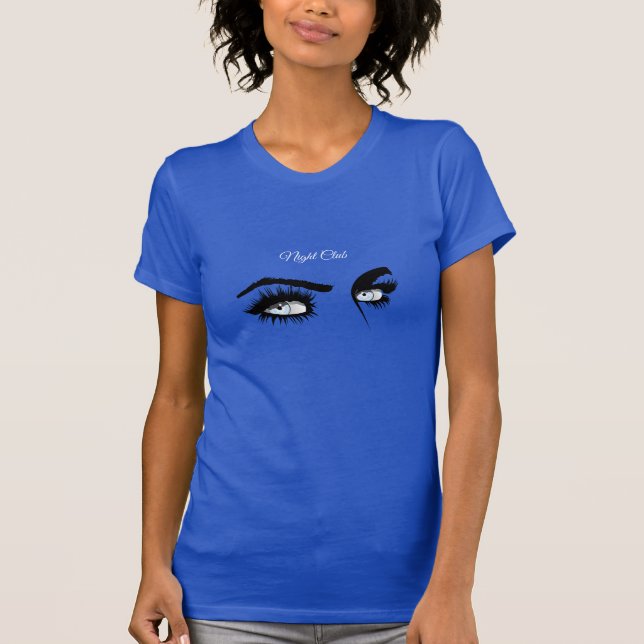 Loving Light Blue Defined Drawing Female Glance T-Shirt (Front)