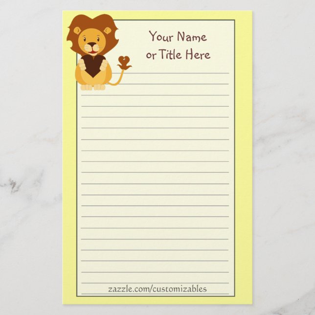 Loving Lion Stationery (Front)