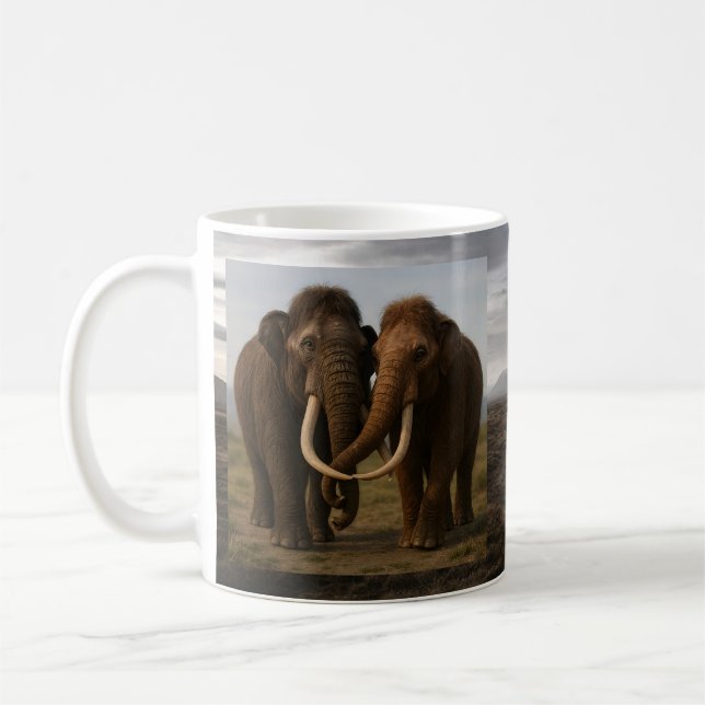 Loving Mammoth Couple Coffee Mug (Left)