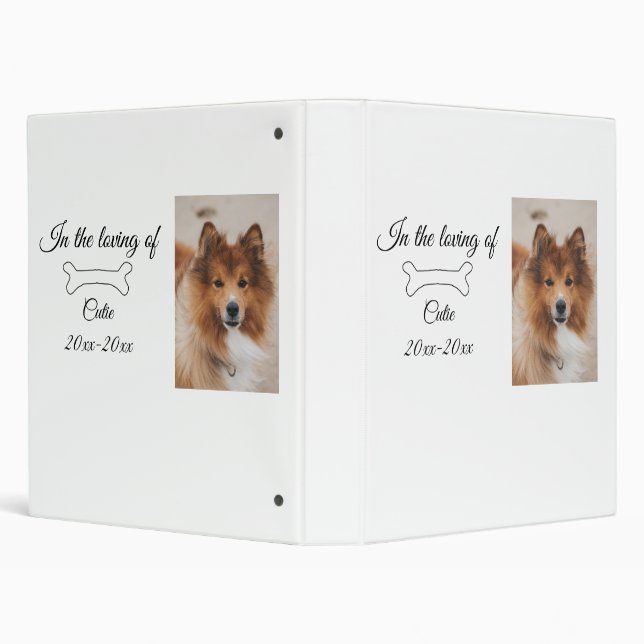 loving memorial keepsake funeral add pet name phot 3 ring binder (Background)