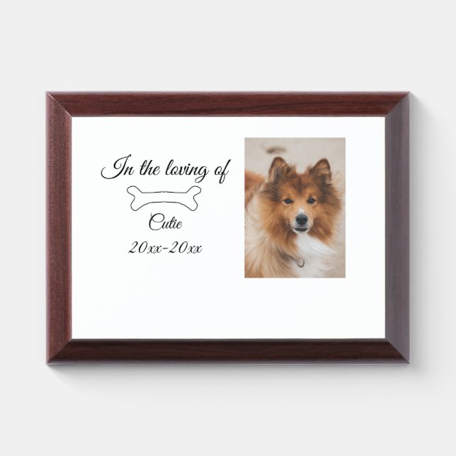 loving memorial keepsake funeral add pet name phot award plaque (Horizontal)