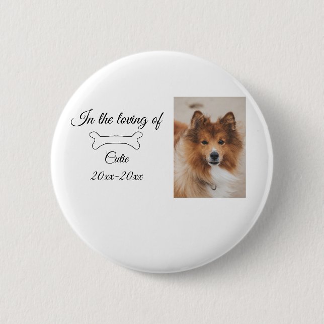 loving memorial keepsake funeral add pet name phot button (Front)