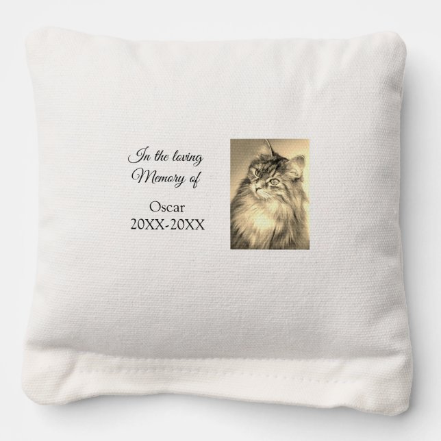 loving memorial keepsake funeral add pet name phot cornhole bags (Front)