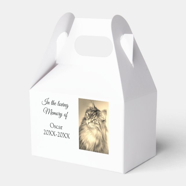 loving memorial keepsake funeral add pet name phot favor boxes (Front Side)