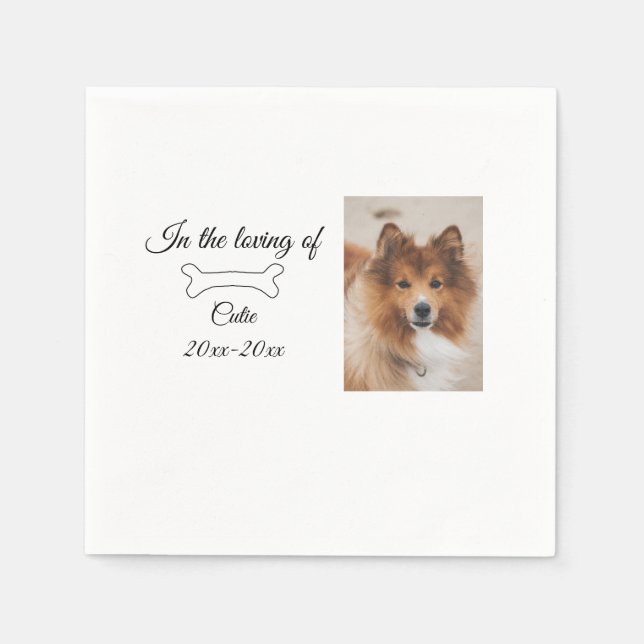 loving memorial keepsake funeral add pet name phot napkins (Front)