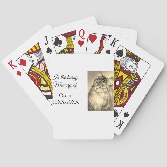 loving memorial keepsake funeral add pet name phot poker cards (Back)