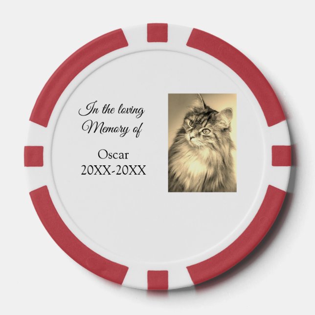 loving memorial keepsake funeral add pet name phot poker chips (Front)