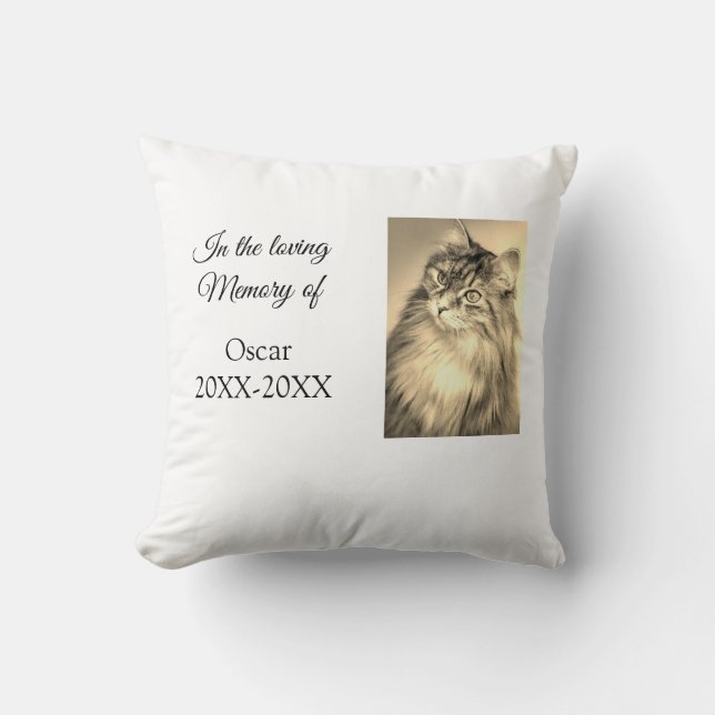 loving memorial keepsake funeral add pet name phot throw pillow (Front)