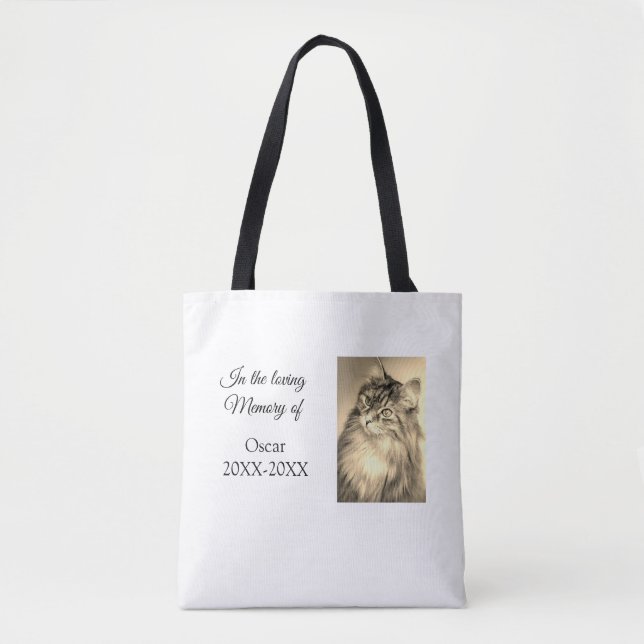 loving memorial keepsake funeral add pet name phot tote bag (Front)