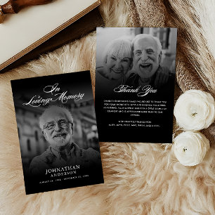 Loving Memory 2-Photo Elegant Script Funeral Thank You Card