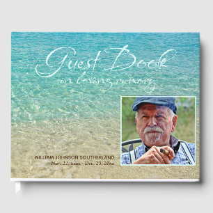 Loving Memory Beach Water Shore Funeral Photo Guest Book